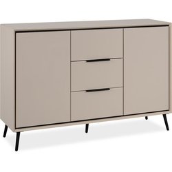 Sideboard - ARONA 01B - Beige / Schwarz - 2 Türen, 3 Schubladen - 135 