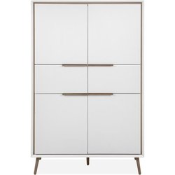 Buffet Haut - ARONA 53B - Blanc / Chene artisan - 4 portes, 2 tiroirs 