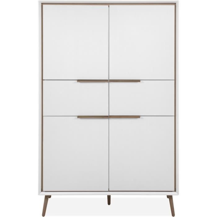 Hohes Sideboard - ARONA 53B - Weiß / Artisan Eiche - 4 Türen, 2 Schubl