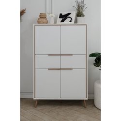 Hohes Sideboard - ARONA 53B - Weiß / Artisan Eiche - 4 Türen, 2 Schubl