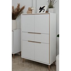 Hohes Sideboard - ARONA 53B - Weiß / Artisan Eiche - 4 Türen, 2 Schubl