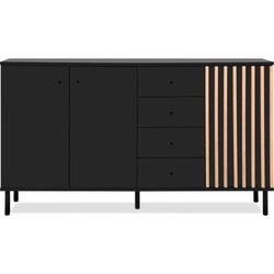 Sideboard - MONZA - Schwarzes Dekor / Artisan-Eiche - 3 Türen - 4 Schu