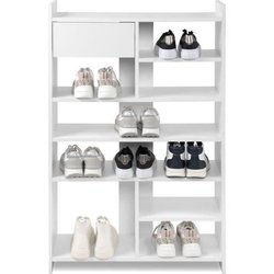 Schuhregal - MÜNSTER - Weiß - 12 Paar Schuhe - 71,5 x 25 x 109 cm