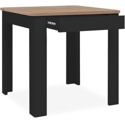 Mesa OSLO - Rectangular - 4 personas - 80 x 77 x 80 cm - Negro / Roble