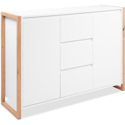 Buffet - DENVER - Chene artisan / Blanc - 2 portes - 3 tiroirs - 120 x