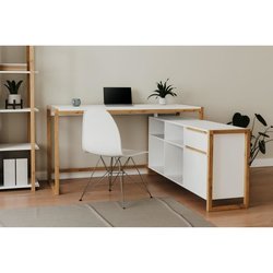 Denver Eckschreibtisch, wendbar  Spanplatte  Eiche-Weiß-Finish  139