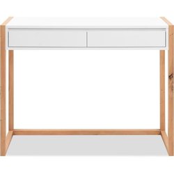 Escritorio consola - DENVER - Roble Artisan / Blanco - 2 cajones - 100