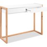 Escritorio consola - DENVER - Roble Artisan / Blanco - 2 cajones - 100