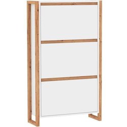 Schuhschrank - DENVER 49A - Weiß / Eiche - 70 x 25 x 125 cm