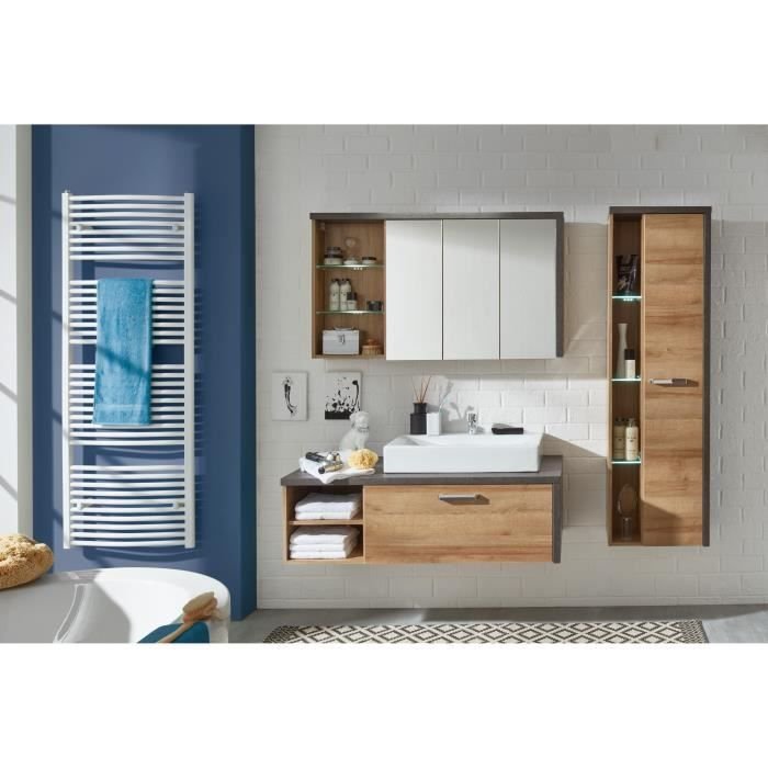 BAY Komplettes Badezimmer: Kleiderschrank+Säule+Möbel mit Waschbecken+