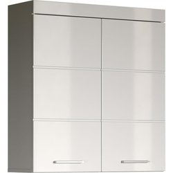 AMANDA hoher Badezimmerschrank  2 Türen  L73 x T23 x H77 cm  Weiß 