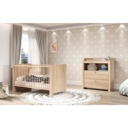 Chambre bébé Duo : Lit 70 x 140 cm + Commode a langer OLIVIA - Chene -