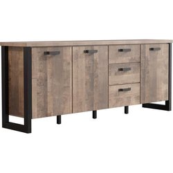 EMILE Sideboard  tabakbraune Eiche und mattschwarzes Melamin  3 Türe