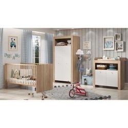 Chambre bébé trio PIA - Lit 70x140 cm + Commode a langer 2 portes + Ar