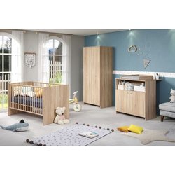 Chambre bébé trio NIKO - Lit 70x140 cm + Commode a langer 2 portes + A
