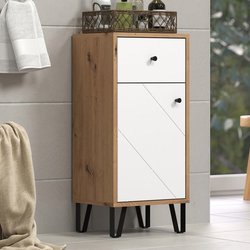 Bathroom furniture - low storage - Oak and white decor - L36 x D29 x H