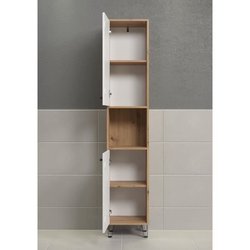 Mobile alto con due ante - TRENDTEAM - Serie Touch - Bianco/Marrone - 