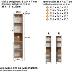 Mobile alto con due ante - TRENDTEAM - Serie Touch - Bianco/Marrone - 