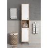 Mobile alto con due ante - TRENDTEAM - Serie Touch - Bianco/Marrone - 