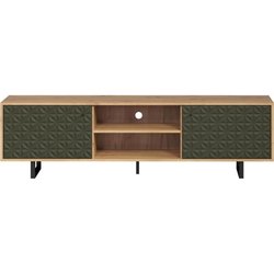 TV-Schrank - SENTRA - 2 Türen, 2 Nischen - Dunkelgrün - 184 x 40 x 52 