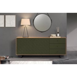 Niedriges Sideboard - SENTRA - Dunkelgrün - 2 Türen, 3 Schubladen - 12