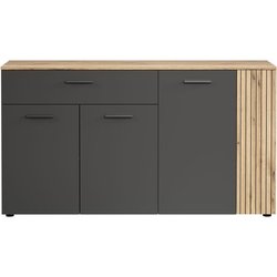 Sideboard - Esteban - Spanplatte - Helle Eiche / Anthrazitgrau - 3 Tür