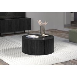 Tavolino - Rotondo - MDF - Nero - Essential - Diametro 80 cm Altezza 3