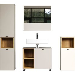 Komplettbadezimmer - Kaschmir - L180 x H186 x T42 cm - Säule + Spiegel