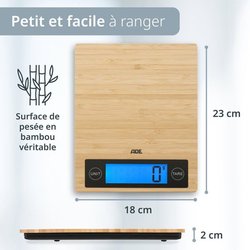 Bilancia da cucina digitale - ADE - RAMONA - Bambù - 23 x 18 x 2 cm - 