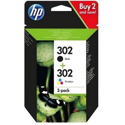 HP 302 Packung mit 2 schwarzen Tintenpatronen / drei authentischen Far