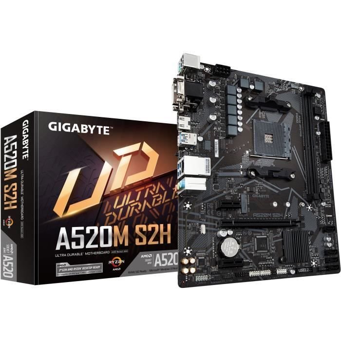Moederbord - GIGABYTE - A520M S2H - Micro ATX - Socket AM4 - DDR4 tot 