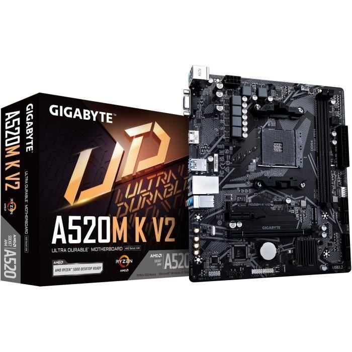 Placa base GIGABYTE A520M K V2 AM4 DDR4 de 64 GB PCIe Gen3 M.2
