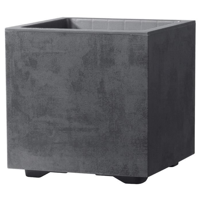DEROMA Pot de fleurs Cube Millennium R - 25 x H25 cm - Anthracite - A 