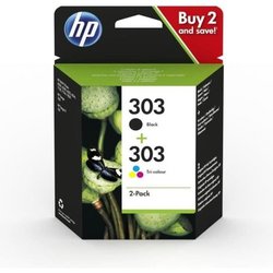 Paquete de 2 cartuchos de tinta originales HP 303 negros / tricolor (3