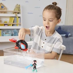 Spidey Miles Morales Dauphin filant Water-Webs, Figurine et véhicule, 