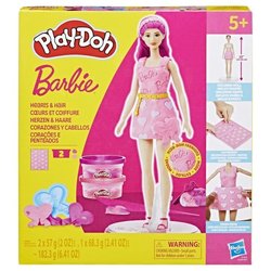 Play-Doh Barbie Cuori e Capelli, Set di Pasta Modellabile