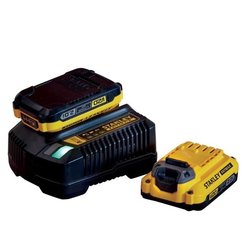 Pack 2 batteries 18V 2 Ah + chargeur 2A - STANLEY FATMAX - Compatible 