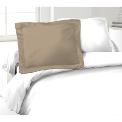 LOVELY HOME Lot de 2 Taies d Oreillers 100% coton 50x70 cm - Beige