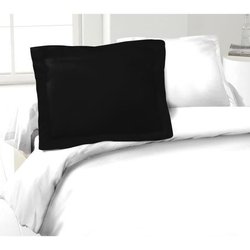 LOVELY HOME Lot de 2 Taies d Oreillers 100% coton 50x70 cm - Noir