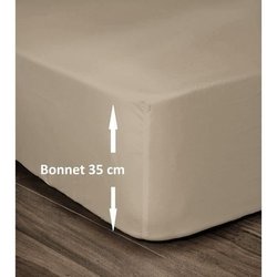 Lovely Home Drap 100% cotton cover 160x200cm - Bonnet 35cm - Beige