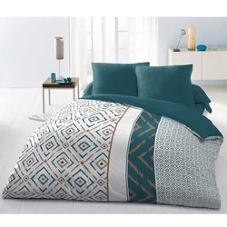 Copripiumino in microfibra ETHNO 220x240cm e 2 federe 63x63cm Duck Blu