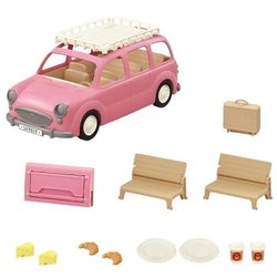 Il minivan rosa e il set da picnic